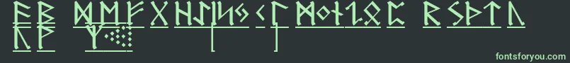 フォントGermanicRunes1 – 黒い背景に緑の文字