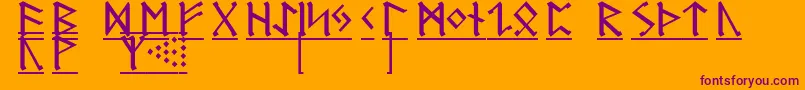 GermanicRunes1-fontti – violetit fontit oranssilla taustalla