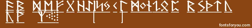 GermanicRunes1-fontti – valkoiset fontit ruskealla taustalla