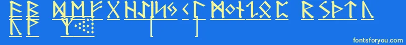 GermanicRunes1-Schriftart – Gelbe Schriften auf blauem Hintergrund