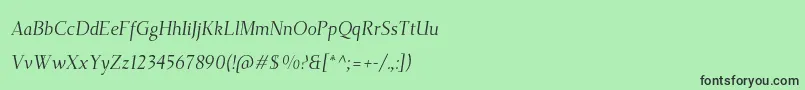 TehutiItalic-fontti – mustat fontit vihreällä taustalla