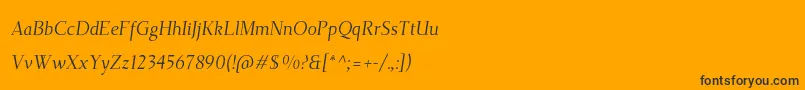 TehutiItalic-Schriftart – Schwarze Schriften auf orangefarbenem Hintergrund
