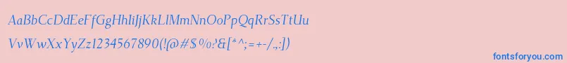TehutiItalic-fontti – siniset fontit vaaleanpunaisella taustalla