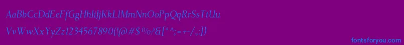 TehutiItalic-fontti – siniset fontit violetilla taustalla