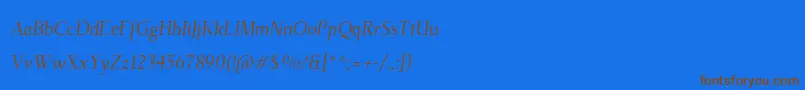 Czcionka TehutiItalic – brązowe czcionki na niebieskim tle