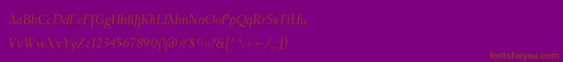 TehutiItalic-fontti – ruskeat fontit violetilla taustalla