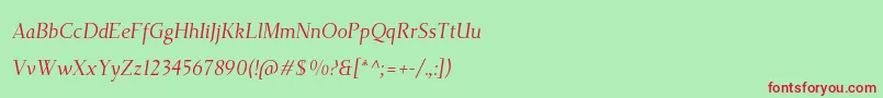 TehutiItalic-fontti – punaiset fontit vihreällä taustalla
