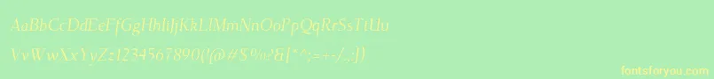 TehutiItalic-Schriftart – Gelbe Schriften auf grünem Hintergrund