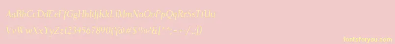TehutiItalic-fontti – keltaiset fontit vaaleanpunaisella taustalla
