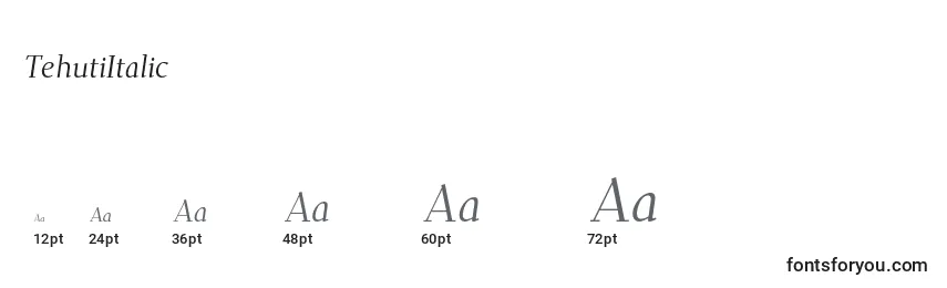 Размеры шрифта TehutiItalic