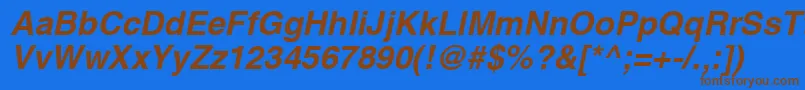 HelveticaРџРѕР»СѓР¶РёСЂРЅС‹Р№Oblique Font – Brown Fonts on Blue Background