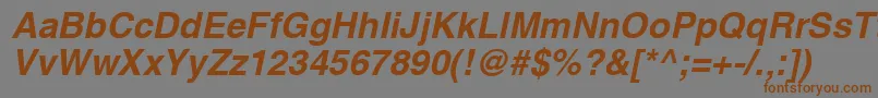 HelveticaРџРѕР»СѓР¶РёСЂРЅС‹Р№Oblique-Schriftart – Braune Schriften auf grauem Hintergrund