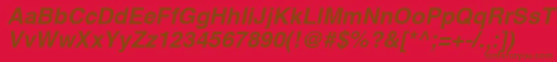 Czcionka HelveticaРџРѕР»СѓР¶РёСЂРЅС‹Р№Oblique – brązowe czcionki na czerwonym tle