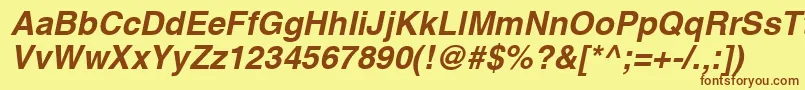 HelveticaРџРѕР»СѓР¶РёСЂРЅС‹Р№Oblique Font – Brown Fonts on Yellow Background