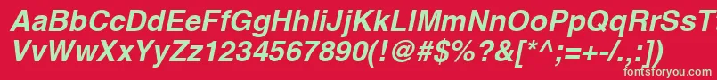 HelveticaРџРѕР»СѓР¶РёСЂРЅС‹Р№Oblique Font – Green Fonts on Red Background