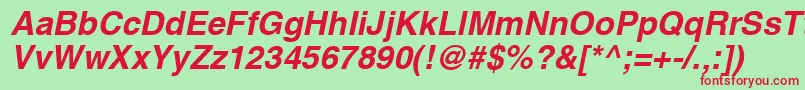 HelveticaРџРѕР»СѓР¶РёСЂРЅС‹Р№Oblique Font – Red Fonts on Green Background