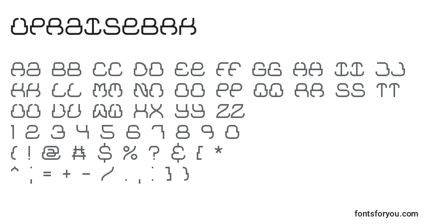 Czcionka UpraiseBrk – alfabet, cyfry, specjalne znaki