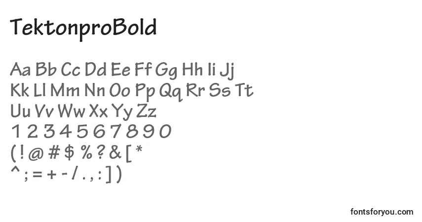 Шрифт TektonproBold – алфавит, цифры, специальные символы