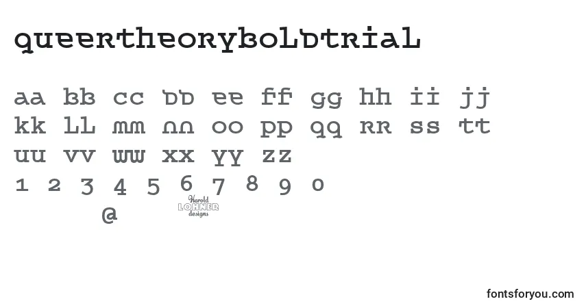 Czcionka QueerTheoryBoldtrial – alfabet, cyfry, specjalne znaki