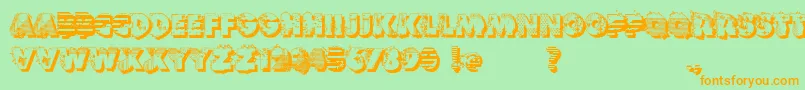 VtksReversoOptionB-Schriftart – Orangefarbene Schriften auf grünem Hintergrund
