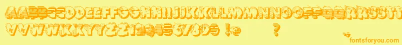 フォントVtksReversoOptionB – オレンジの文字が黄色の背景にあります。
