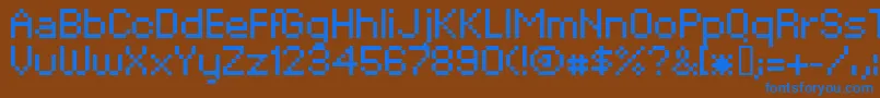 XpaiderPixelExplosion02 Font – Blue Fonts on Brown Background