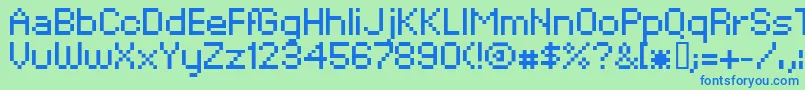 フォントXpaiderPixelExplosion02 – 青い文字は緑の背景です。