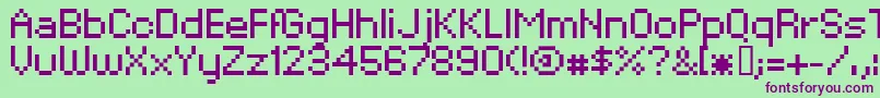 XpaiderPixelExplosion02 Font – Purple Fonts on Green Background
