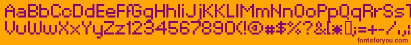 XpaiderPixelExplosion02-fontti – violetit fontit oranssilla taustalla