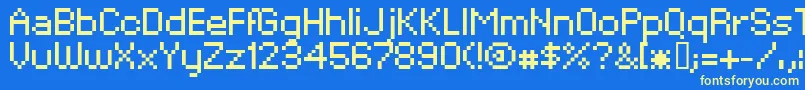 XpaiderPixelExplosion02 Font – Yellow Fonts on Blue Background