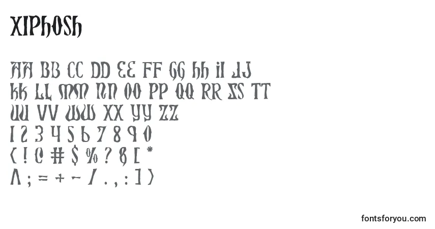 Xiphosh-fontti – aakkoset, numerot, erikoismerkit