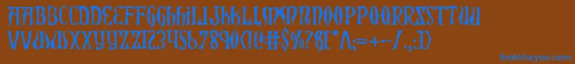 フォントXiphosh – 茶色の背景に青い文字