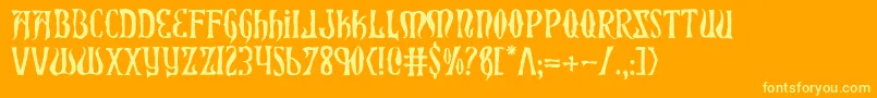 Xiphosh-Schriftart – Gelbe Schriften auf orangefarbenem Hintergrund