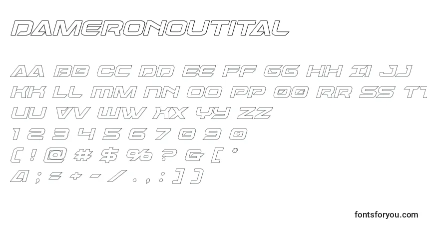 A fonte Dameronoutital – alfabeto, números, caracteres especiais