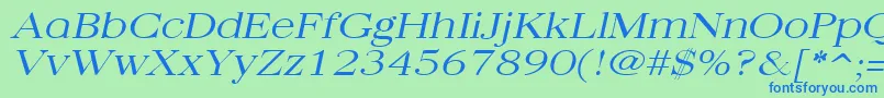 QuantasbroadlightItalic Font – Blue Fonts on Green Background