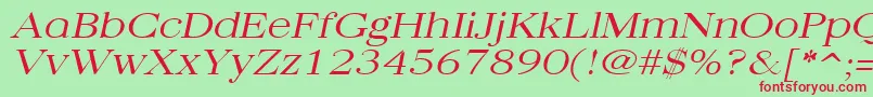 QuantasbroadlightItalic Font – Red Fonts on Green Background