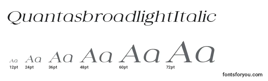 Размеры шрифта QuantasbroadlightItalic