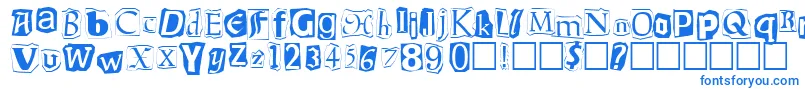 フォントRansom – 白い背景に青い文字