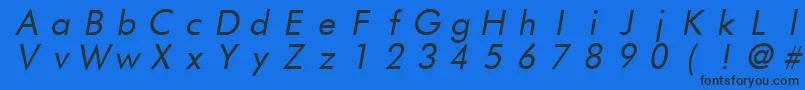 Fonte FuturistfixedwidthItalic – fontes pretas em um fundo azul