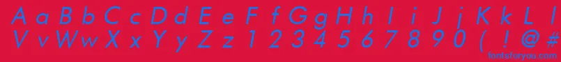 FuturistfixedwidthItalic Font – Blue Fonts on Red Background