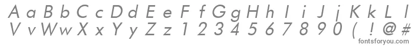 FuturistfixedwidthItalic-fontti – harmaat kirjasimet valkoisella taustalla