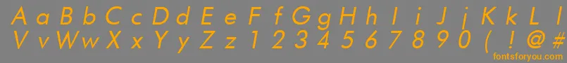 FuturistfixedwidthItalic-fontti – oranssit fontit harmaalla taustalla