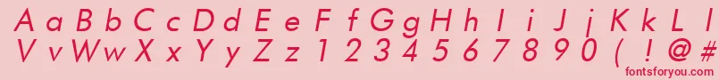 Fonte FuturistfixedwidthItalic – fontes vermelhas em um fundo rosa