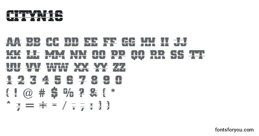 Czcionka Cityn16 – alfabet, cyfry, specjalne znaki