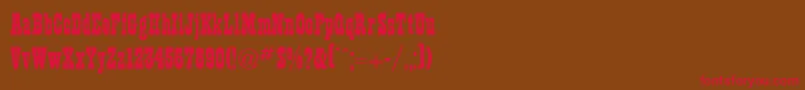 フォントTheatreNormal – 赤い文字が茶色の背景にあります。