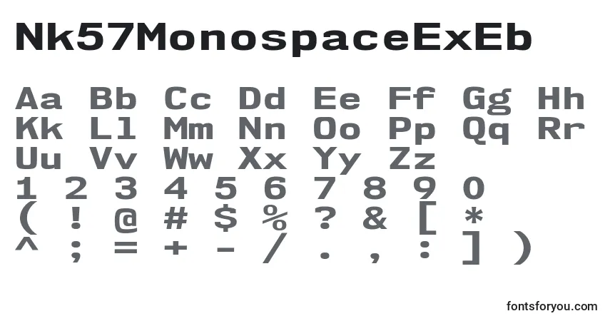 Nk57MonospaceExEb-fontti – aakkoset, numerot, erikoismerkit