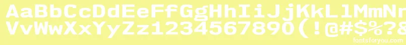 Nk57MonospaceExEb-Schriftart – Weiße Schriften auf gelbem Hintergrund