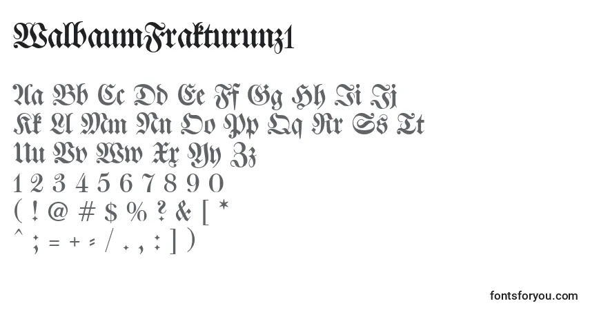 Fuente WalbaumFrakturunz1 - alfabeto, números, caracteres especiales