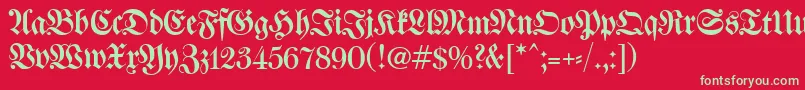 フォントWalbaumFrakturunz1 – 赤い背景に緑の文字