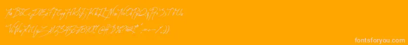 Miog-Schriftart – Rosa Schriften auf orangefarbenem Hintergrund